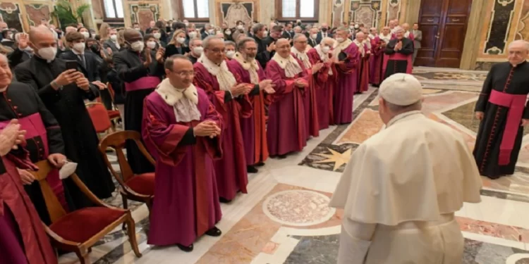 papal - Pope Francis in the audience with the officials of the Tribunal of the Roman Rota for the inauguration of the 2021 Judicial Year